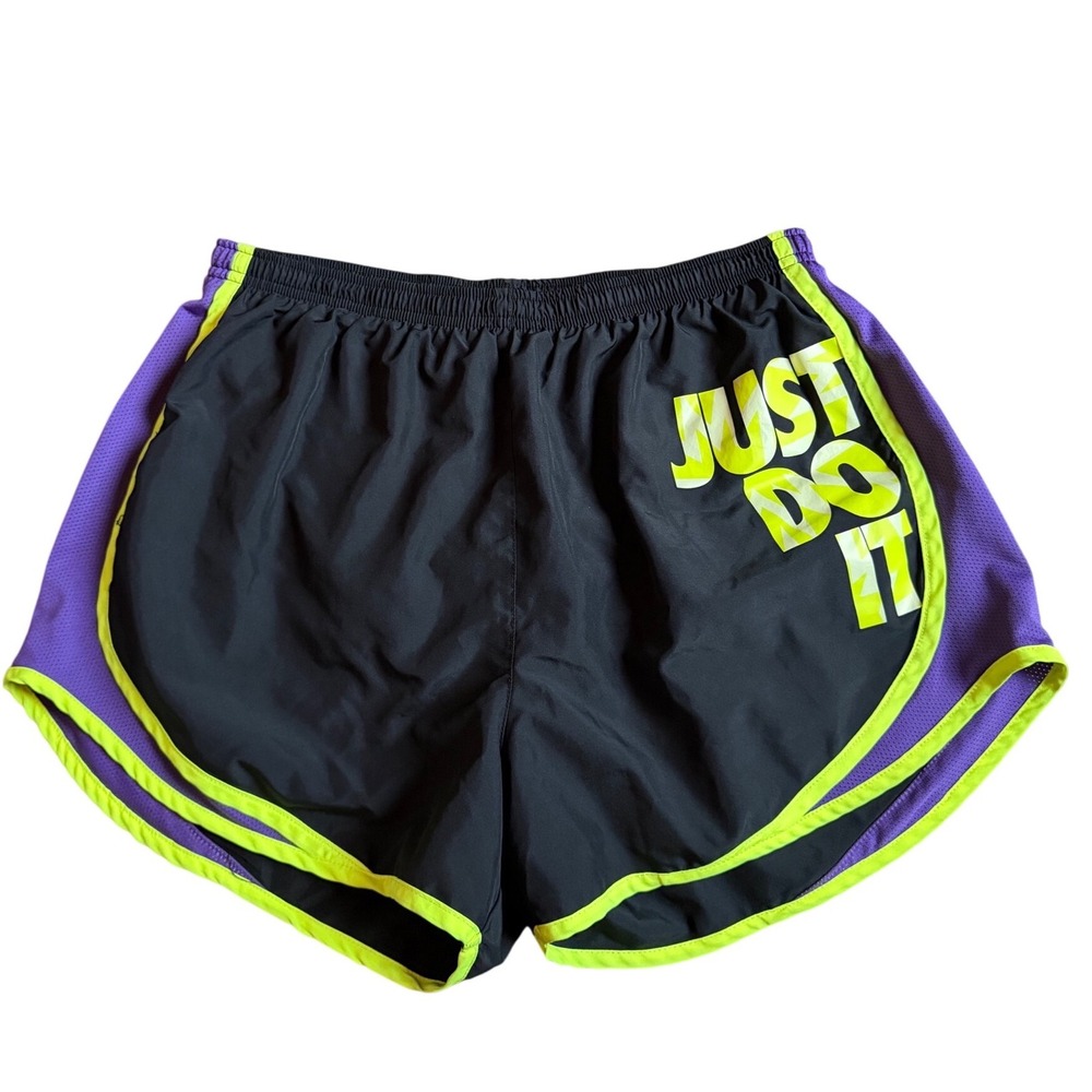Nike Dri-FIT Just‎ Do It Running Shorts Black Purple Volt Yellow Athleticwear
